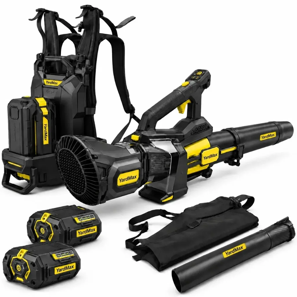 Kit completo YardMax soffiatore a batteria 2 in 1 con zaino, doppia batteria e accessori